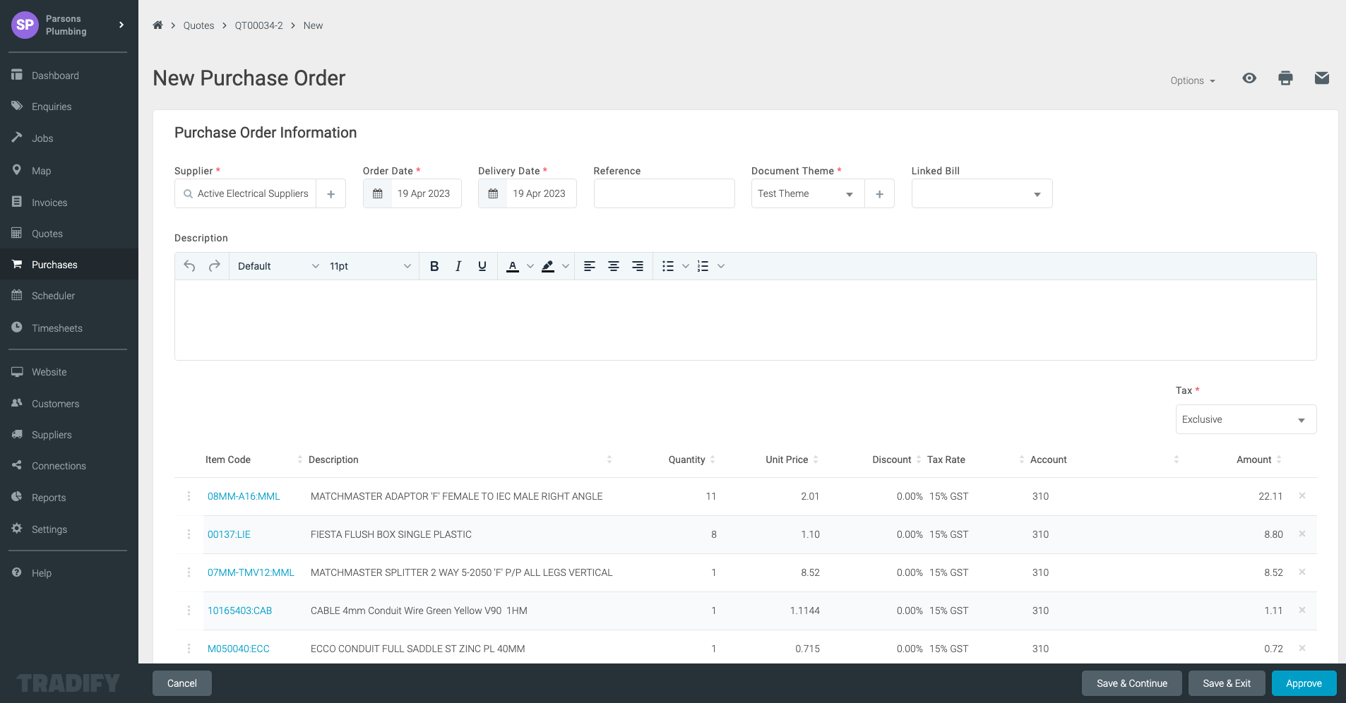 Copy a Quote to a Purchase Order on Tradify Web – Tradify Help Centre