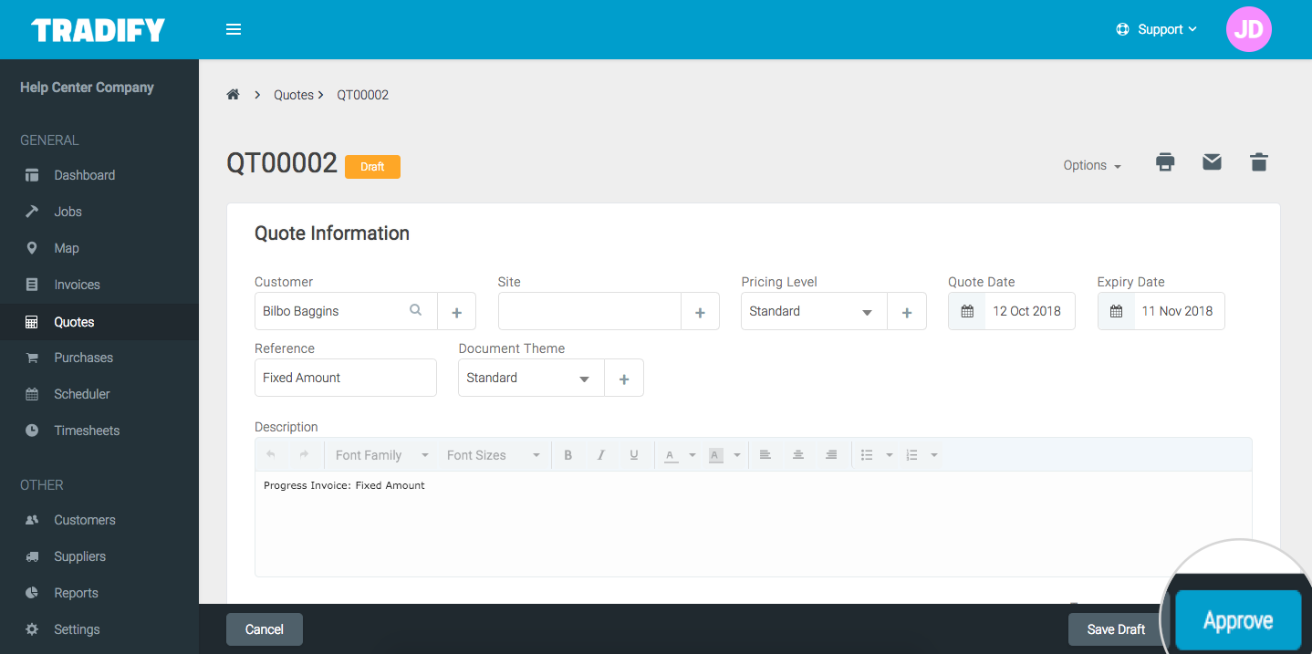 progress invoice example