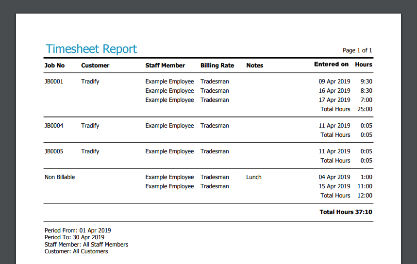 How To Create a Timesheet Report in Tradify Tradify Help Centre